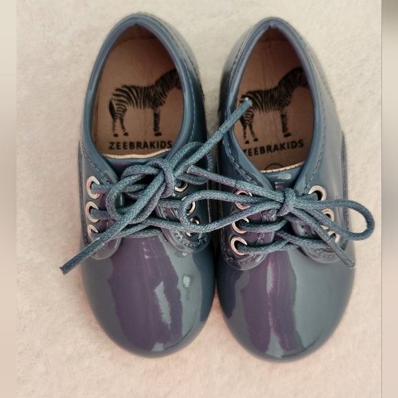 ZEEBRAKIDS • NEW Baby Patent Leather Dress Shoes, Marlin Blue, Size 21 (5.5 US) - Picture 9 of 9